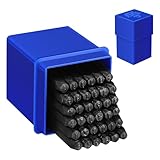 VILLCASE 36-Teiliges Metallstempelset Zahlen- Und Buchstabenstanzset Aus Wärmebehandeltem Stahl Mit Blauer Box 3 Mm (1/8 Zoll) Stempelset Für Kunst Und Handwerk