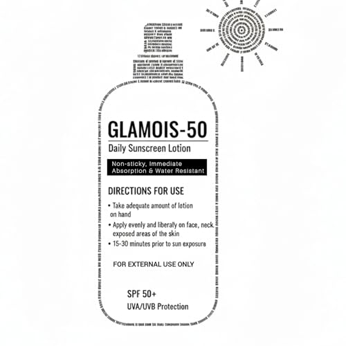 Image of Glamois-50 Sun Screen Lotion, SPF 50+++, Non-Sticky, Immediate Absorption, Water Resistant, 100ml