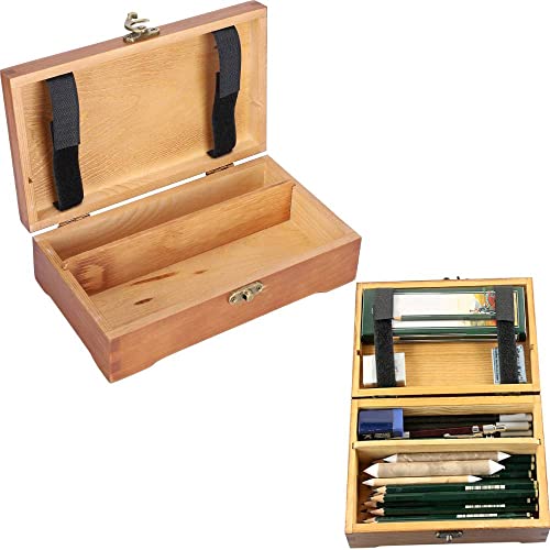 Estuche de madera para lápices, caja de madera rectangular antigua Estuche para lápices con cierre de cierre Caja de almacenamiento Papelería Almacenamiento de escritorio Cover