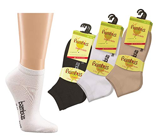 Wowerat Lot de 6 paires de chaussettes de sport en bambou pour homme et femme Noir/blanc/beige - Noir - 39-42 Cover
