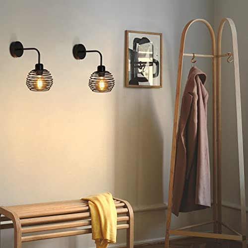 ZMH wandlamp binnen Wandkandelaar vintage - retro zwart woonkamer slaapkamer keuken industriële wandverlichting metaal… - Afbeelding 4