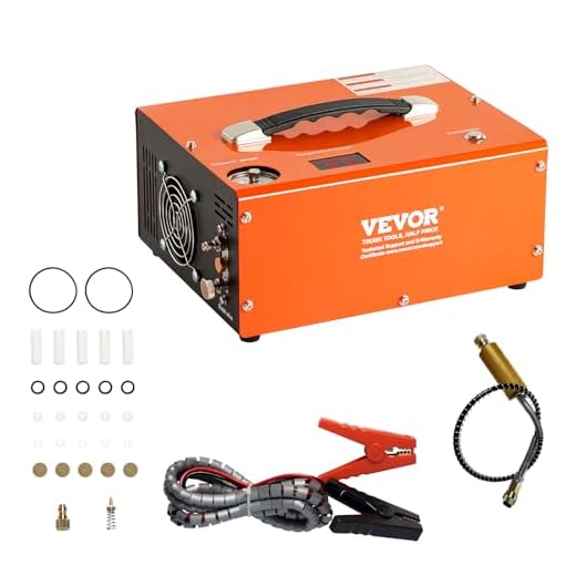 VEVOR Compresor de Aire PCP Portátil de 30 MPa con Convertidor Incorporado Apagado Automático CC 12V/CA 230V Motor de 300W Bomba de Tanque de Paintball sin Aceite para Pistola de Aire, Tanque de Buceo