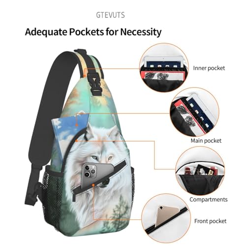 Navajo Teal Wolves Crossbody Bag for Women Men- Vintage Elegant Chest Bag Sling Bag Fashion Backpack Daypack3