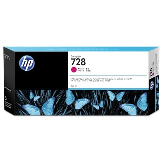 HP 728 Magenta 300 ml Original Druckerpatrone (F9K16A) mit hoher Kapazität, Tinte für DesignJet T730 und T830 Großformatdrucker sowie 729 DesignJet Druckkopf