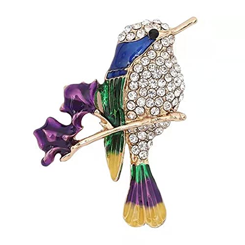 Mlepus Ladies Fashion Brooches And Pins Colorful Animal Shapes Hummingbird Owl Brooch Suitable For Female Girls Jewelry Accessories Safety Pins Wedding Party Gifts (Little Bird) #TOP7
