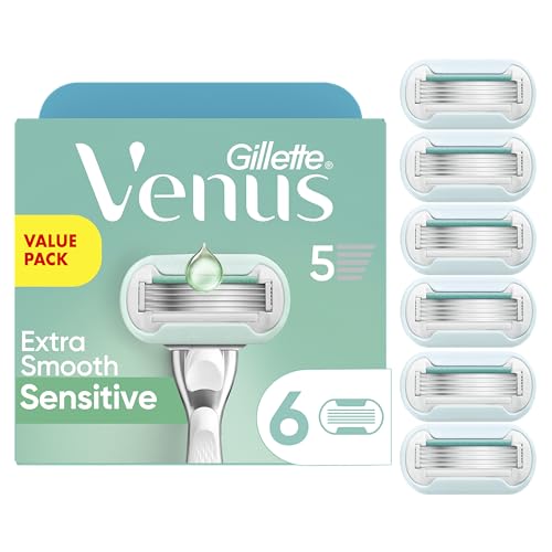 Gillette Venus Extra Smooth Sensitive Womens Razor Blade Refills, 6 Count, Designed for Women with Sensitive Skin, Holiday Gifts for Women