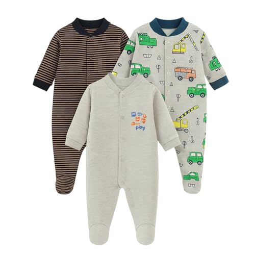 Image of EIO 100% Cotton Rompers /Sleep Suits /Jumpsuit /Night Suits for Baby Boys & Girls, Infants, New Born Pack of 3