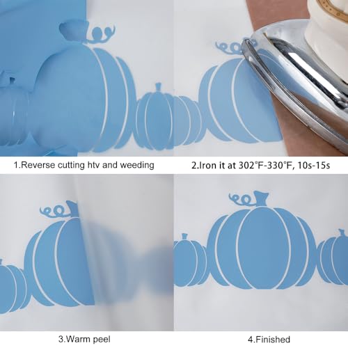 Image of FUNKAKA Heat Transfer Vinyl Rolls, 12 inch x 9ft Sky Blue Iron on Vinyl | Glossy HTV Vinyl for All Cutter Machines for Shirts - Easy to Cut & Weed for Heat Vinyl Design