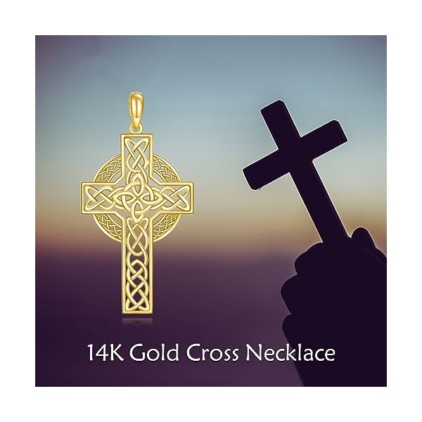 KECHO 14K Solid Gold Cross Pendant Necklace14K Real Gold Religious Jewelry Gifts for Men Women - Image 7