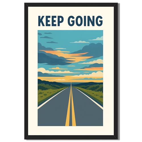 Keep Going Motivational Road Trip Poster Canvas Print Modern Mini...
