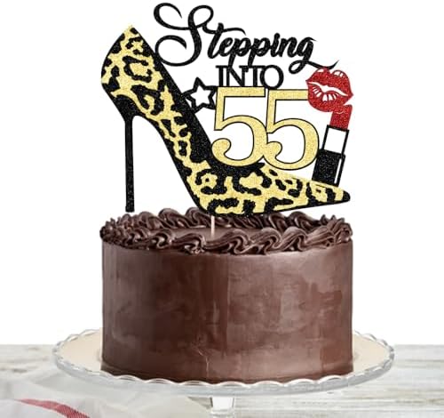 Stepping Into 55 Cake Topper,Funny 55th Birthday Party Decoration...