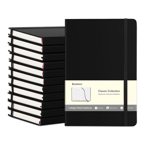 Comix 12 Pack Lined Journal Notebooks for Work, 240 Pages,