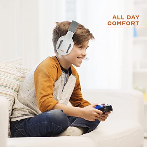 Sakar Nerf Gaming Headset With Mic, Over-Ear Headphones With Cushioned Ear Cups, 3.5Mm Wired Headset For Gamers, Compatible With Ps4 Ps5 Xbox One 360 Pc Laptop, White #TOP1