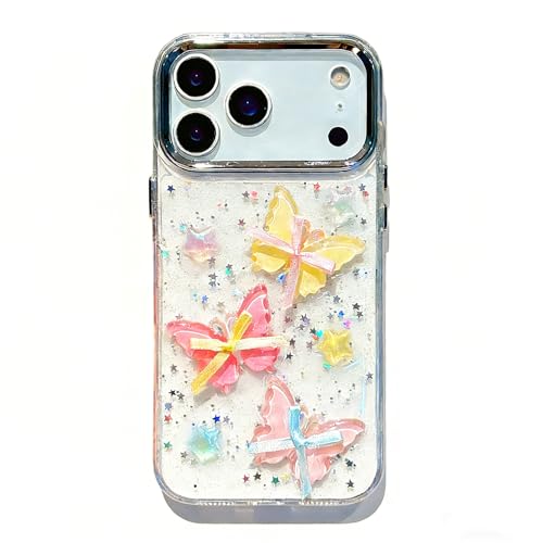Coque iPhone 17 Pro transparente résolvant les rayures avec style papillon