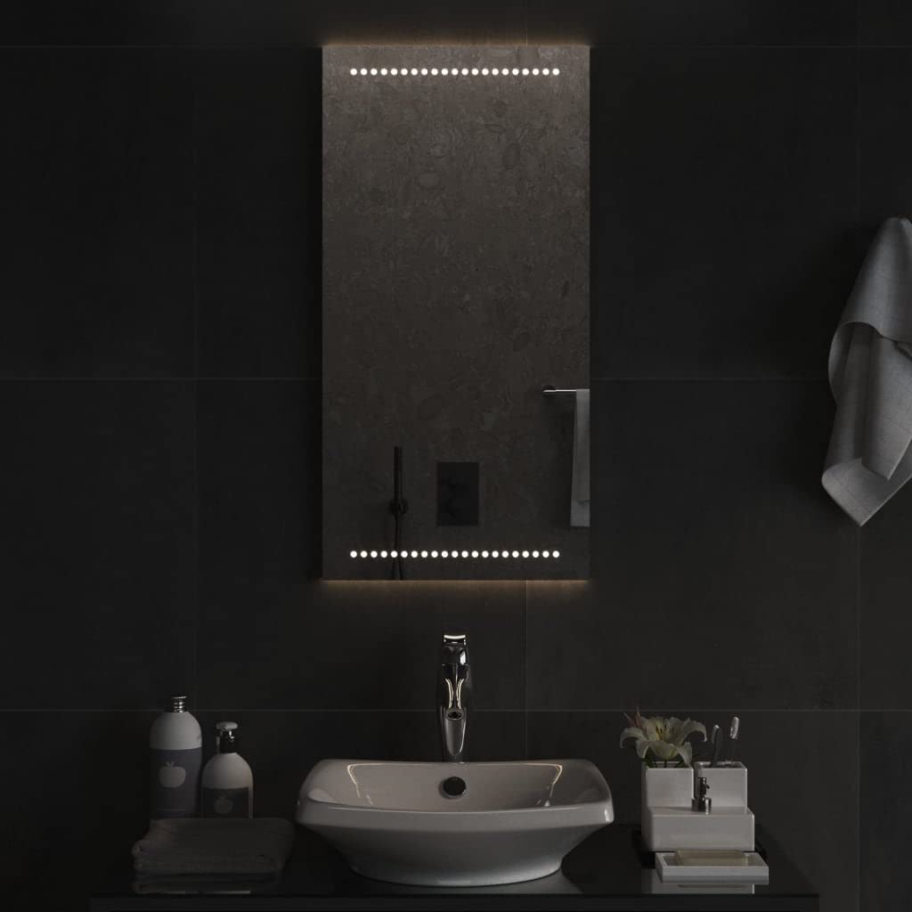 LED-Badspiegel 40 x 80 cm, Glas, IP65 wasserdicht, USB Beleuchtung, mit Haken zur Wandmontage, für Bad Kosmetik Spiegel und Rasur im Flur