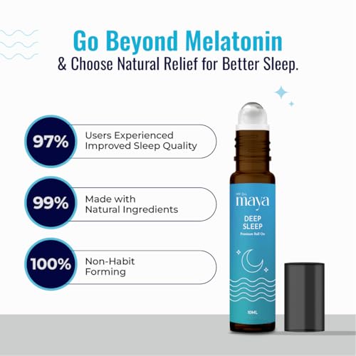 Image of Maya Aromatherapy Deep Sleep Premium Roll On | 100% Pure Essential Oils | Reduces Insomnia, Sleep Disruption, Snoring, Restlessness, Anxiety & Stress | Promotes Relaxed, Peaceful & Sound Sleep | Calms Mind, Regulates Sleep Cycle, Improves Sleep Quality | Sleep Therapy & Support | Easy to Use & Carry | Suitable for Daily Use | Ayurvedic, Natural & Therapeutic | Lasts Over 2 Months | 10ml (Pack of 3)
