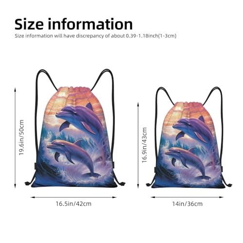 dolphins art Drawstring Backpack Waterproof String Bag Sports Sackpack Gym Bags for Men Women4