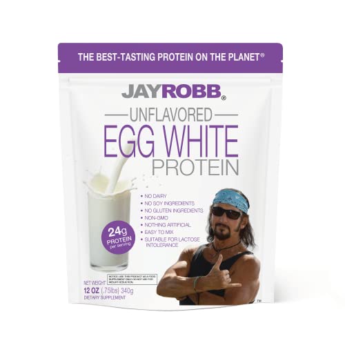 Jay Robb Unflavored Egg White Protein Powder, Low Carb, Keto, Vegetarian, Gluten Free, Lactose Free, No Sugar Added, No Fat, No Soy, Nothing Artificial, Non-GMO, Best-Tasting (12 oz, Unflavored)