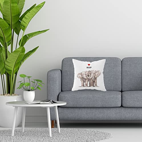 Honlung Wild Animal Elephants Boop Love Kiss Heart Throw Pillow Covers,Love Quote Decorative Throw Pillow Cases 18″X18″ For Rustic Home Bedroom Living Room Girls Room,Gifts For Couples Girls Wife Her #TOP2