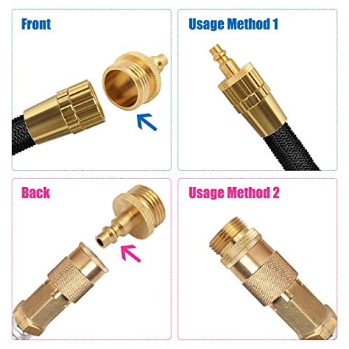 Image of Garden Hose Quick Connect, 3 /4 Inch GHT Thread Hose Quick Connect,Water Pipe Connect Plug Adapter for RV, Boat, Motorhome and Travel Trailer Faucet Fitting, Brass