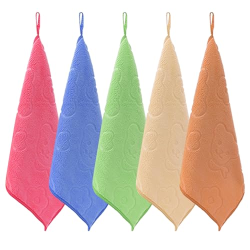 Set di 5 Asciugamani Quadrati in Rilievo - Panni Stampati per Bambini, Multiuso per Cucina e Pulizia