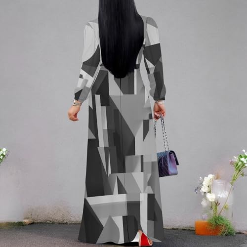 Image of Plus Size Maxi Dress for Women V Neck Flowy Dresses with Pockets for Wedding Guest Church