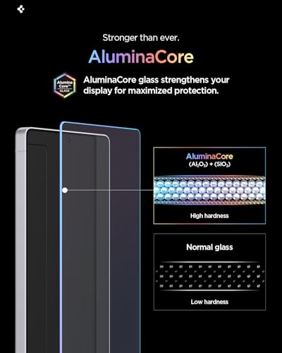 Image of Spigen AluminaCore Screen Protector Tempered Glass [Glas.tR EZ Fit] designed for Galaxy S26 [2 Pack] 10H+ Hardness, Aluminum-Enhanced Durability