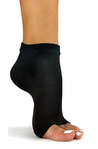 CuteBox Company 1 Pair of Black Soft Comfortable Cotton Toeless Socks for Exercising, Dancing, Pedicures, Yoga, Pilates, or just with Sandals or Flip Flops, Machine Washable