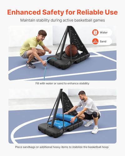 Image of VEVOR Basketball Hoop, Basketball Hoop 44 48 50 54 Inchs PC Backboard, 4.4-10FT Height Adjustable, Basketball Portable Hoop& Goal, Indoor /Outdoor Classic Basketball Court, Teen Adult School Park