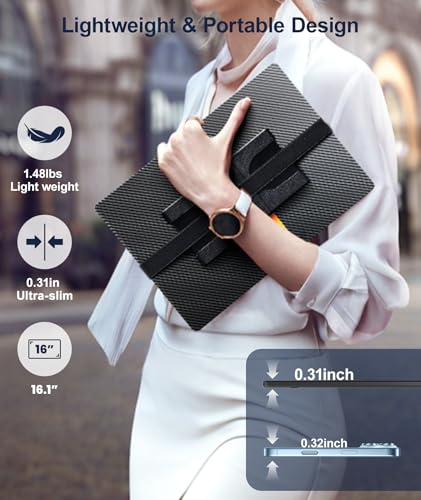 Image of 16.1 inch Portable Monitor, 1200P FHD Laptop Screen Extender, 360 Rotating Detachable Stand, Plug&Play Dual Monitor, Ultra-Thin Zero Frame Portable Screen for Laptop /PC /Mac /Windows /PS5