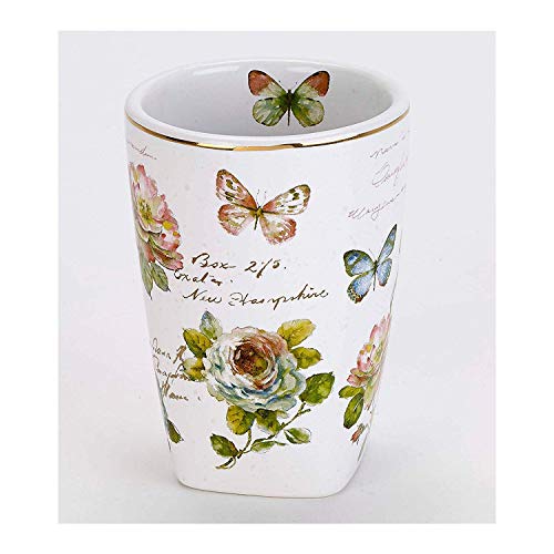 Comparison: Best Avanti Insulated Cup 2 Avanti Linens - Tumbler, Decorative Countertop Cup, Floral Design (Butterfly Garden Collection),White