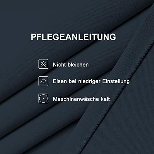 CUCRAF Gardinen mit Ösen Vorhang Blickdicht 2er Set H225 x B140 cm Thermovorhang Kälteschutz Navy Blau Verdunklungsvorhänge… – Ansicht 3