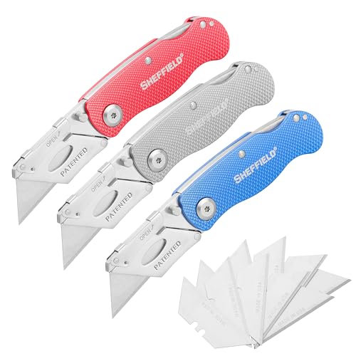 Image of Sheffield Lock Back Utility Knife 3 Pack with 10 Utility Knife Blades