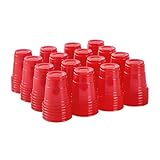 HAOZAN 100ct 2oz Mini Clear Shot Glasses, Disposable Small Plastic Cups for Parties, Weddings, Events | Bulk Pack, Red