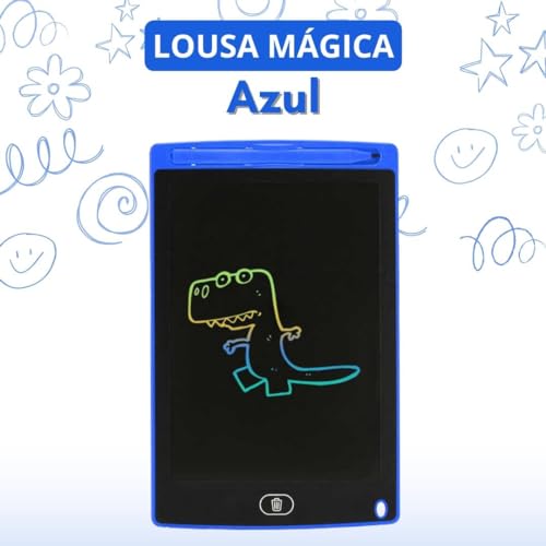 LOUSA MÁGICA ELETRÔNICA INFANTIL 8,5 POLEGADAS COM CANETA DESENHO DIGITAL - ESCRITA MULTICOR (AZUL)