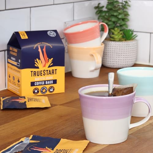 TrueStart Coffee Bags, Smooth Energising Colombian Arabica – 30 Wrapped Bags Mycotoxin-Free Coffee Rich in Antioxidants, Quick Brew, Individually Wrapped & Gluten Free
