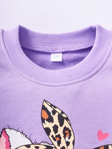 Image of Little Girls Unicorn Outfits 2 Piece Kids Ruffle Sleeve Sweatshirt + Leggings Fall Leopard Clothing Sets 2-10 Years