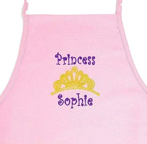 Personalized Child Apron Embroidered With Name and Princess Design