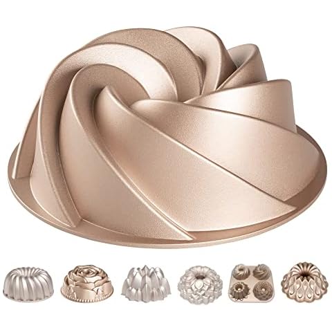 Erreke Gugelhupfform, Professionelle Qualität Kuchenform, Sehr Widerstandsfähig, Doppelte Antihaftschicht, 1.8 Liter Kugelhupf Backform 24cm, Spiral Cover