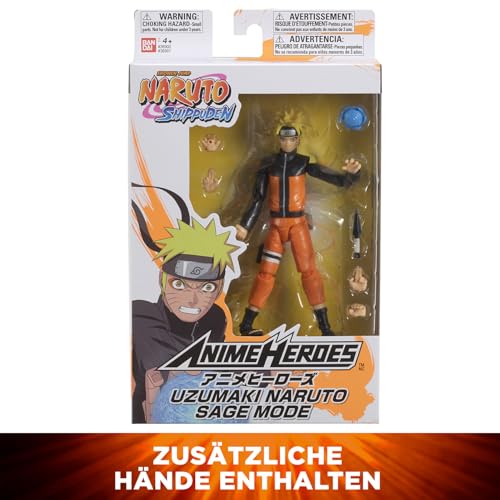 Bandai - Anime Heroes - Naruto Uzumaki im Eremiten-Modus (Sage Mode) - Offizielle Lizenz Naruto Shippuden - Gelenkige Naruto-Figur 17 cm… – Ansicht 6