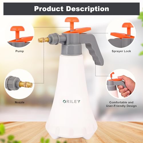ORILEY Agro 1L Pressure Spray Pump Bottle with Adjustable Nozzle Heavy Duty Water Mister for Home Garden Lawn Plants Watering & Cleaning... - Image 2