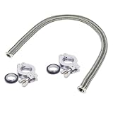 QMINOX KF25 Vacuum Hose Kit, 2-Pack 1000mm SS304 Bellows with N25 Flanges, 2 Clamps, 2 Rings, 2 FKM O-Rings...