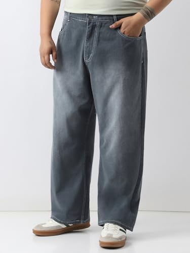 Image of Urbano Plus Men's Loose Baggy Fit Washed Jeans Non-Stretchable