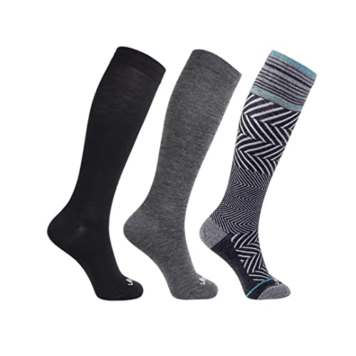 ja vie 76% Merino Wool Compression Socks 15-20mmHg Seamless Toe for Women & Men
