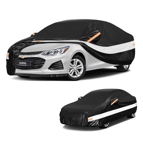 Image of 10 Layers Car Cover Custom Fit for Chevrolet Chevy Cruze Sedan(2009-2026), Waterproof All Weather for Automobiles, Outdoor Full Cover Sun Dust Rain Protection with Cotton. Black