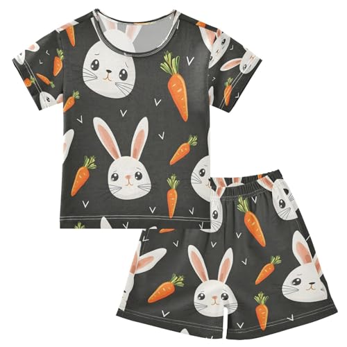 senya Short Sleeve Pajamas Sets Summer Cotton Sleepwear Face Rabbit Orange