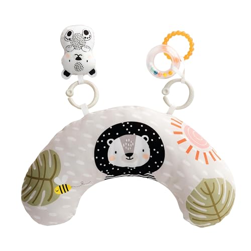 Image of Taf Toys Ergonomic Tummy Time Support Toy with Teether and Rattle - Soft and Supportive Baby Toy for Enhanced Motor Skills Development