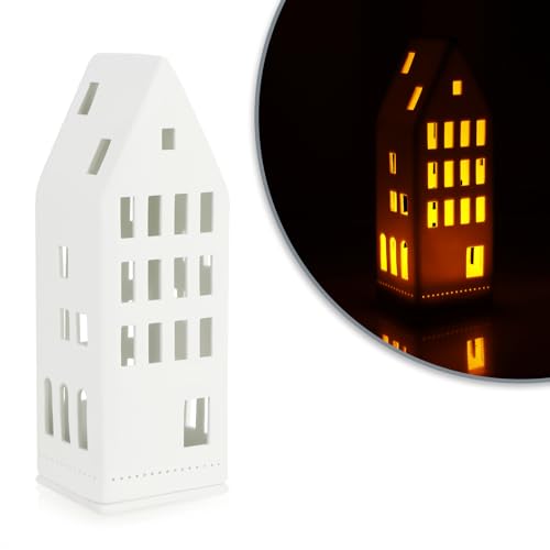 COM-FOUR® tea light house made of porcelain, house made of matt porcelain with tea light base, light house - Image 3