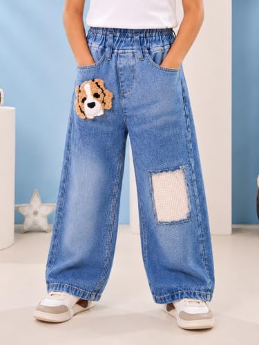 Image of KiddoPanti Boys Baggy Jeans | Stretch Denim Wide Leg Jeans | Elastic Waist Casual Denim Pants | Cotton Blend Loose Fit with 4 Pockets | Kids Street wear | 2-14 Years