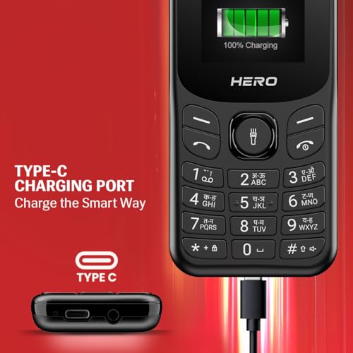 Image of Lava Hero Shakti 2026 Dual Sim Keypad Mobile Phone (with Vibration Alert) | 1.8 inch Display | Super Saving Battery Mode | Stylish Design | Number Talker | (Black)| Type-C